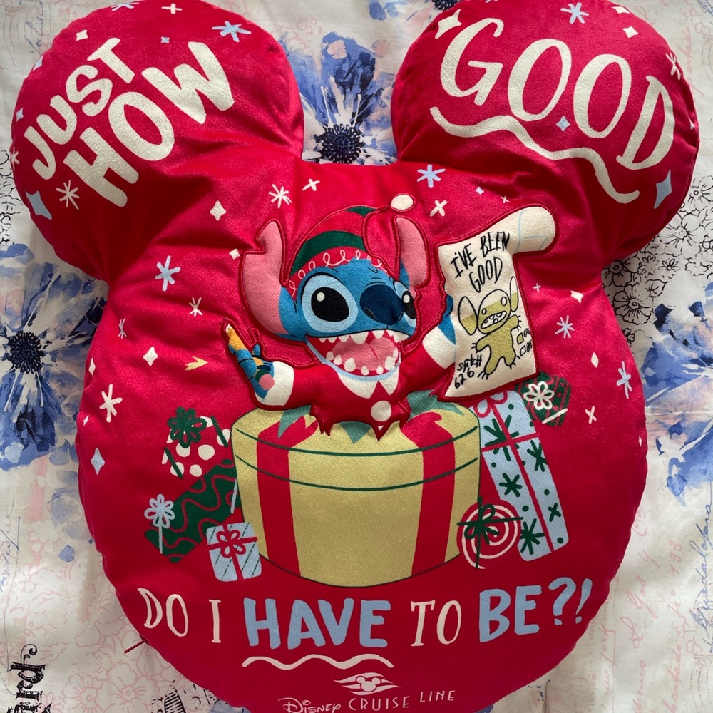 2024 Disney Cruise Line DCL Holiday Magic Stitch Pillow